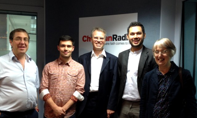 Steve Miller, Chris Bryant (Premier Radio), Julian Bond, Sayed Ali Abbas Razawi and Bessie White in the recording studio.
